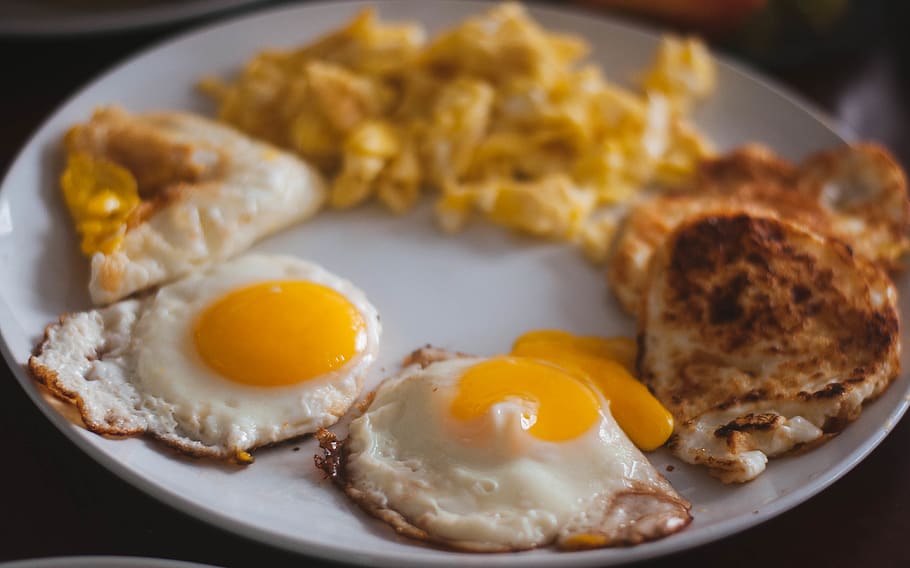 egg, eggs, breakfast, food, scrambled, sunny side up, fried egg HD wallpaper