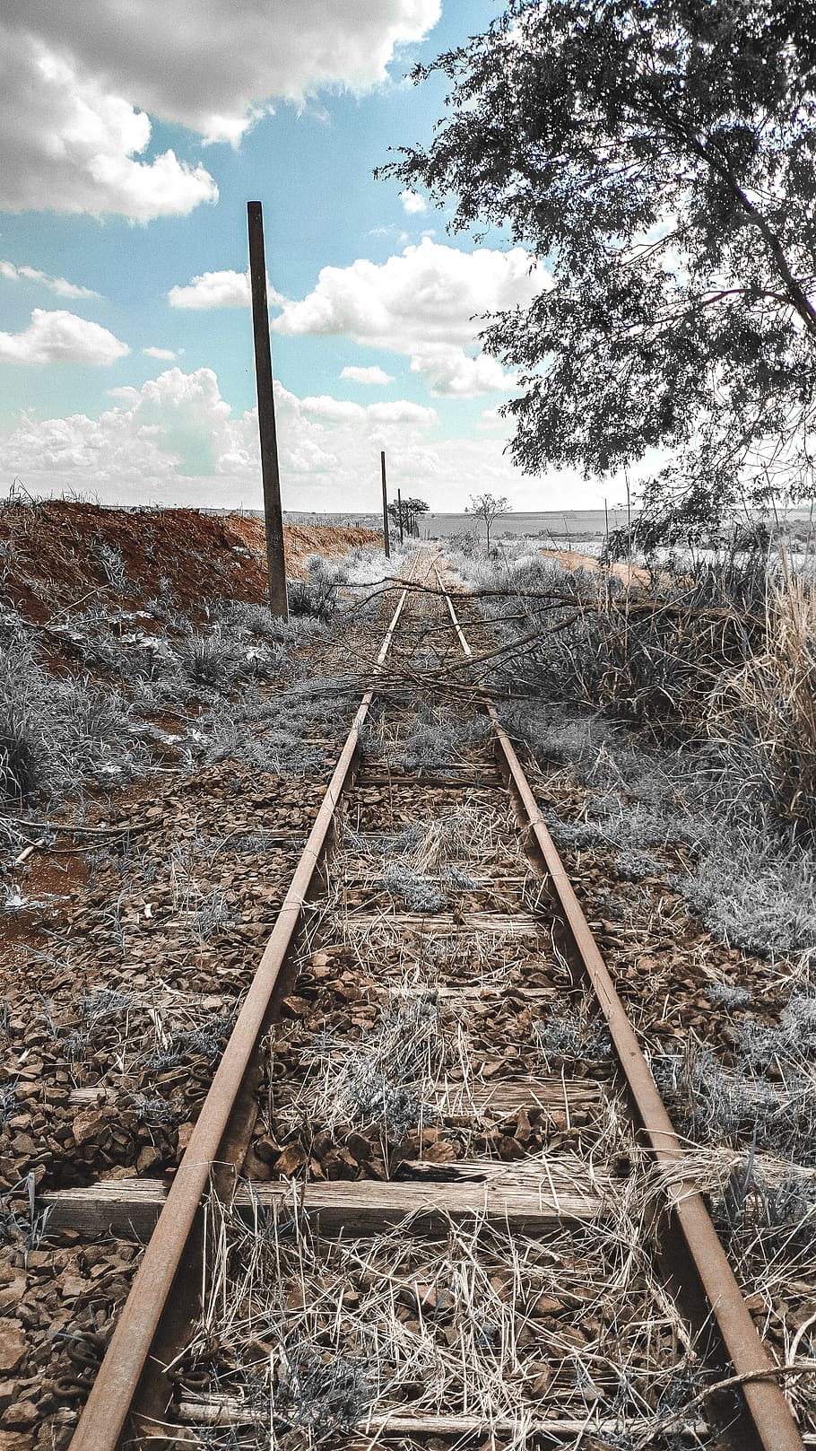 train railway, train track, transportation, road, gravel, dirt road HD wallpaper