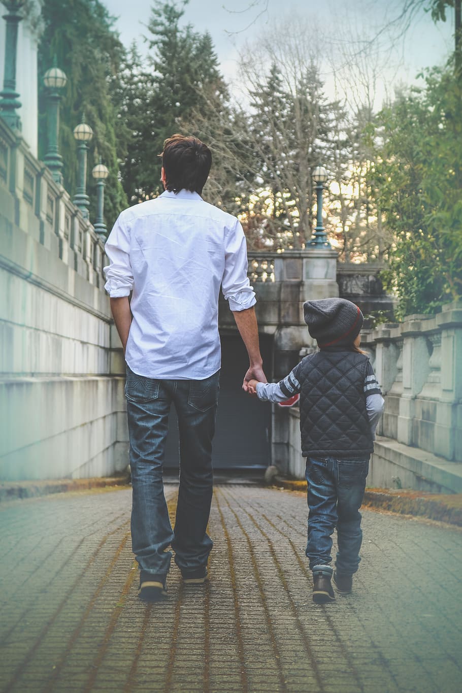 Man Walking With Boy, child, daylight, kid, male, outdoor, park HD wallpaper