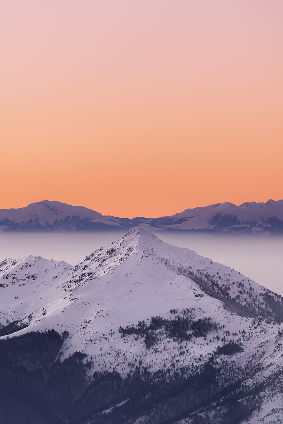 snow mountain, sky, beauty in nature, sunset, tranquility, tranquil scene HD wallpaper