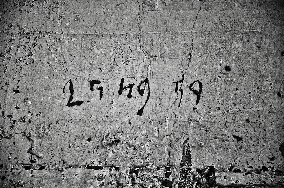 black and gray concrete surface, wall, brick, stencil, text, graffiti HD wallpaper