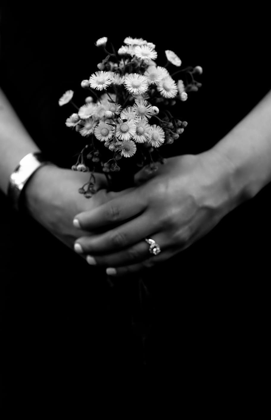 wedding, bouquet, ring, flowers, hands, royalty-, engagement HD wallpaper