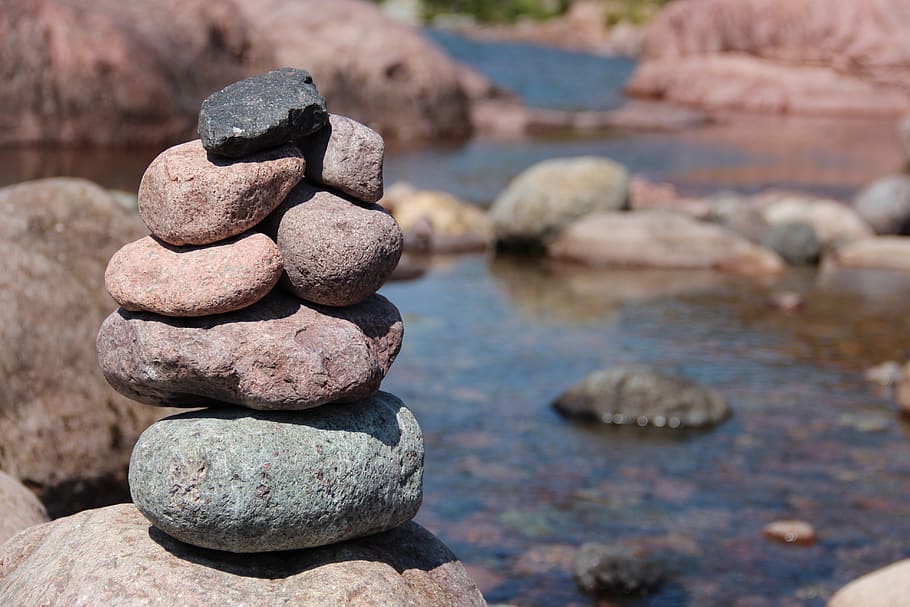 pierre, river, nature, pebbles, rock, solid, stack, rock - object HD wallpaper
