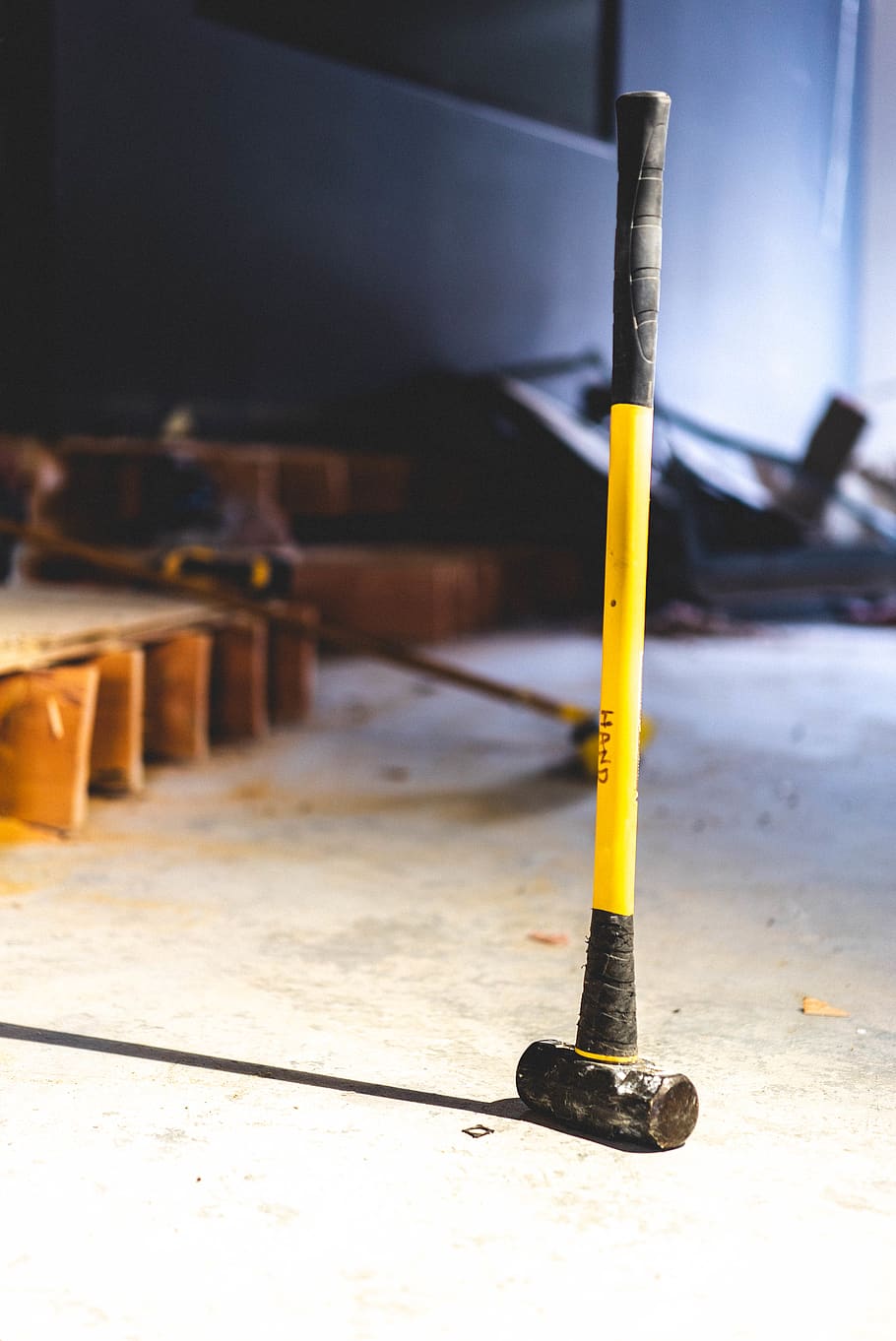work, construction, hammer, yellow, indoors, focus on foreground HD wallpaper
