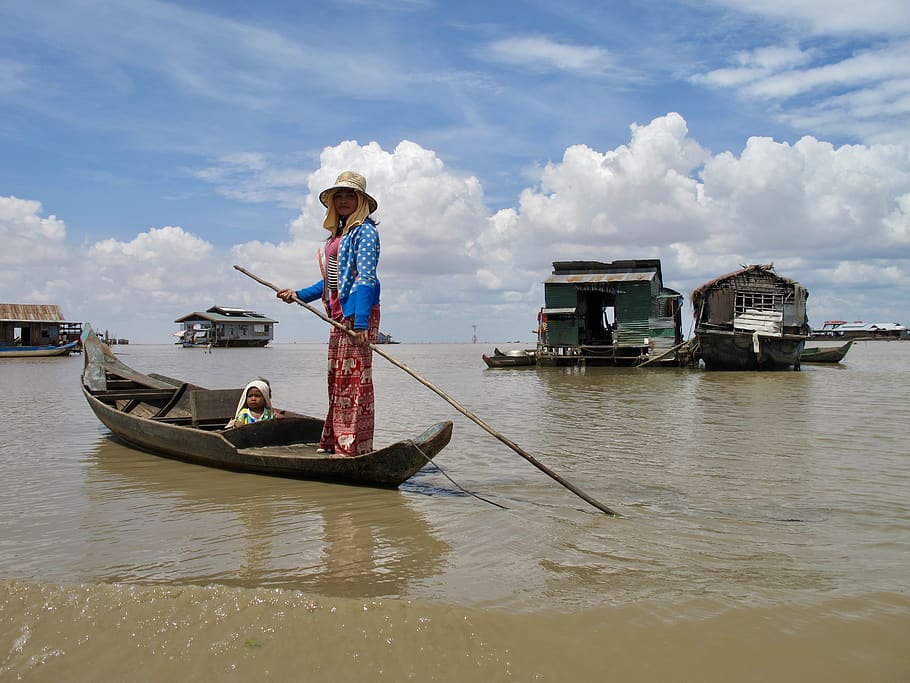 cambodia, krong siem reap, transportation, nautical vessel, HD wallpaper
