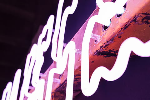 turned-on neon light, graphics, art, advertisement, poster, sign HD wallpaper