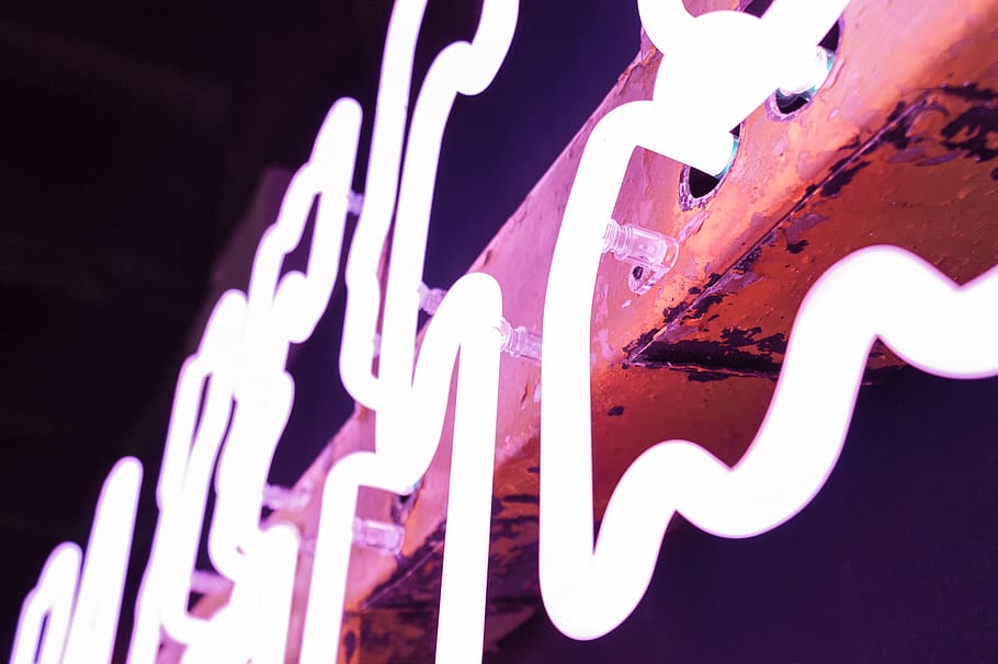 turned-on neon light, graphics, art, advertisement, poster, sign HD wallpaper