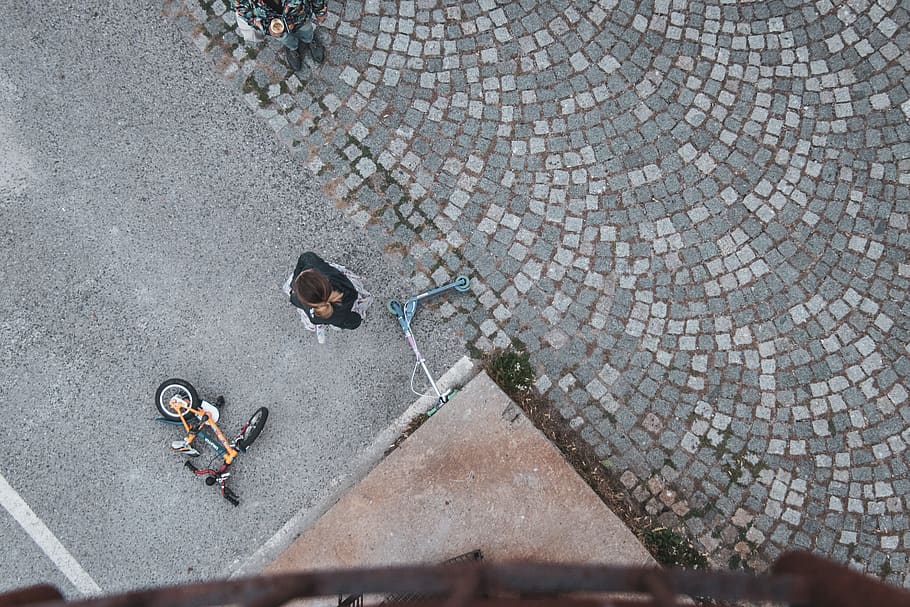 czechia, prague, high angle view, city, street, footpath, day HD wallpaper
