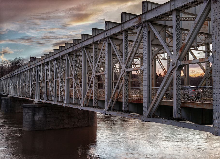 gray steel bridge, building, united states, philadelphia, falls bridge HD wallpaper