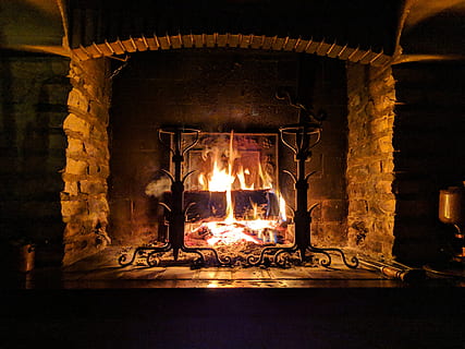 fire burning on fireplace, fire - natural phenomenon, flame, heat - temperature HD wallpaper