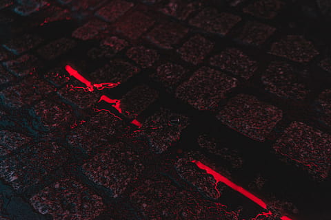 water, street, light, puddle, night, rain, evening, neon, red HD wallpaper