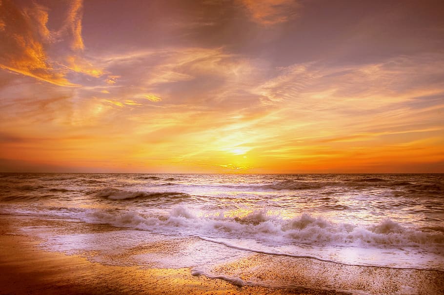 sun, beach, summer, sea, ocean, water, sand, vacations, sunset HD wallpaper