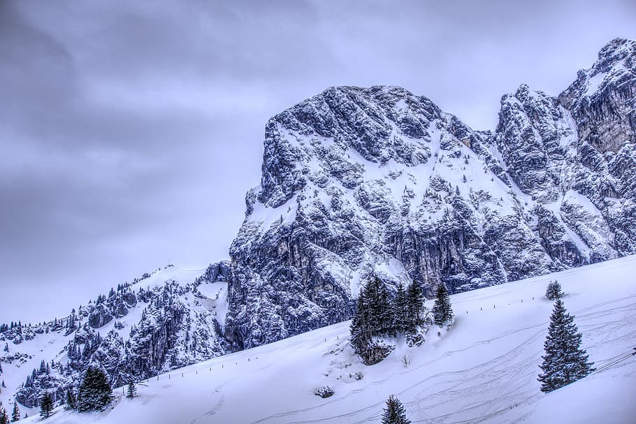 mountains, snow, alpine, füssen, allgäu, landscape, winter, HD wallpaper