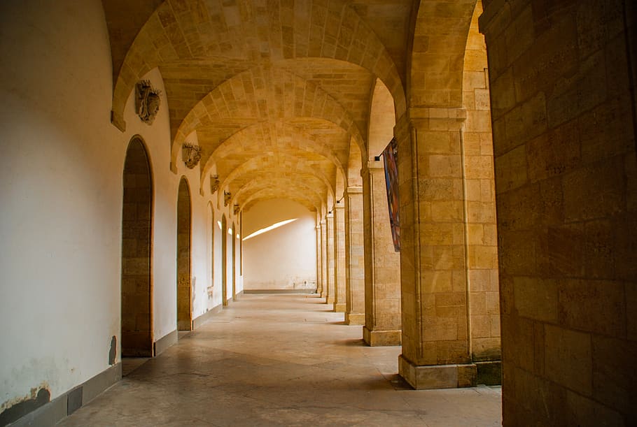 perspective, architecture, columns, simple, bordeux, france HD wallpaper