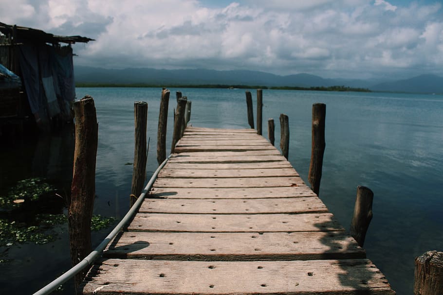 ocean, dock, nature, beautiful, caribbean, colors, blue, bright HD wallpaper