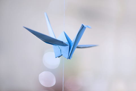 crane, origami, fold, tinker, traditionally, paper, japan, light blue HD wallpaper