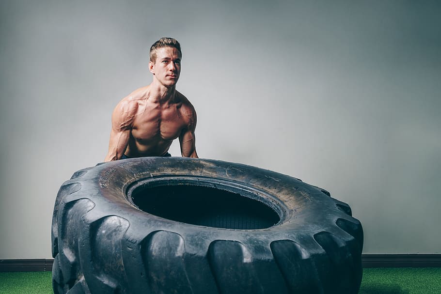 Cross Fit Tire Lift Photo, Fitness, Men, Sports, Gym, Exercise