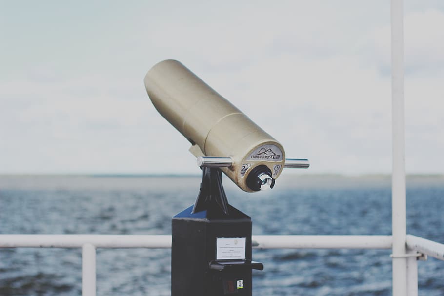 Selective Focus Photography of Telescope, beach, blur, close-up HD wallpaper