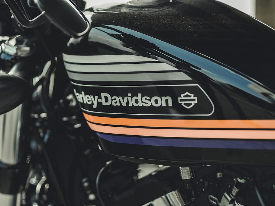 black Harley-Davidson motorcycle, machine, transportation, vehicle