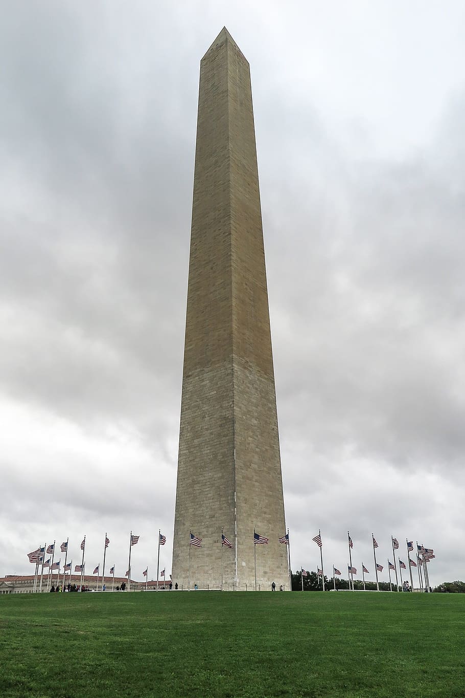 The white obelisk of the Washington Monument on the US National Mall in Washington DC.