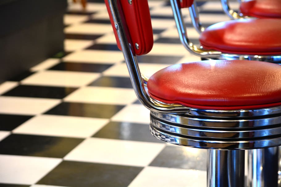 red padded bar chairs, food, diner, restaurant, hardware, keyboard HD wallpaper