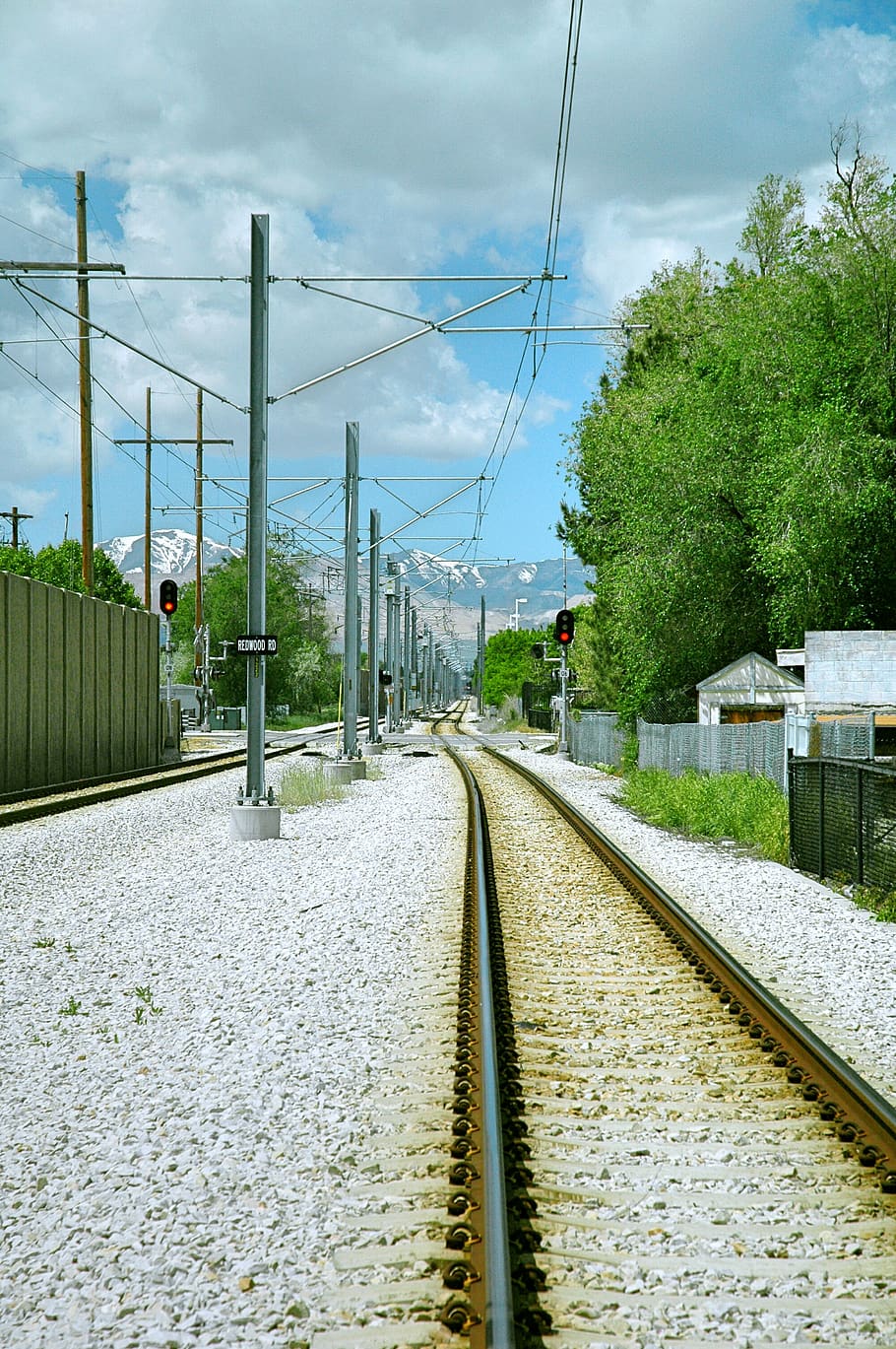 train track, mountains, salt lake city, rail transportation HD wallpaper