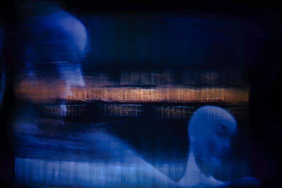 blue and black plaid textile, indoors, night, people, technology HD wallpaper