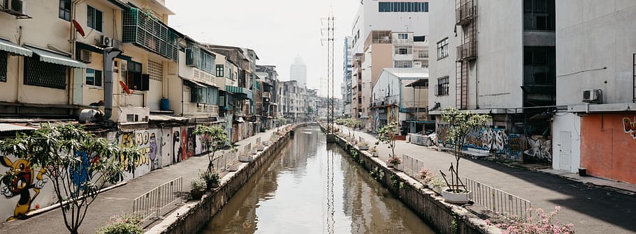 bangkok, thailand, canal, city, wallpaper, wide, ultrawide, HD wallpaper