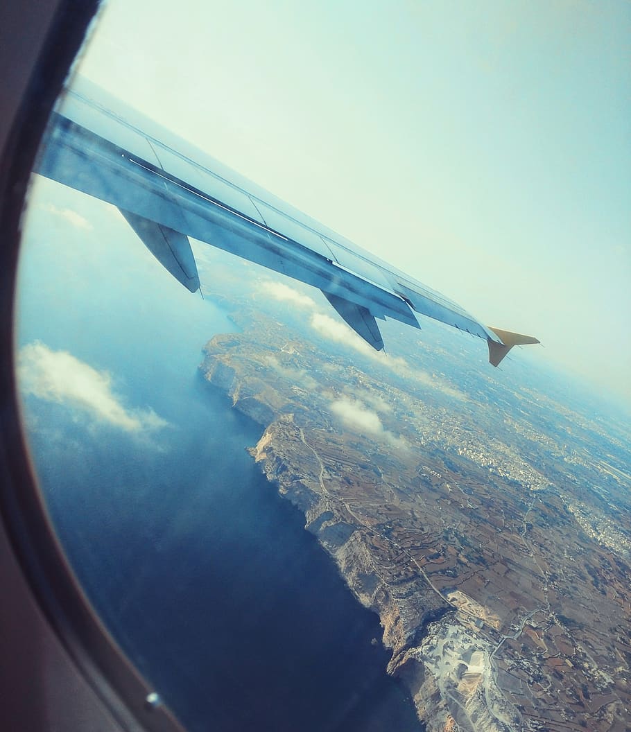 malta, flying, airplane, air vehicle, mode of transportation, HD wallpaper