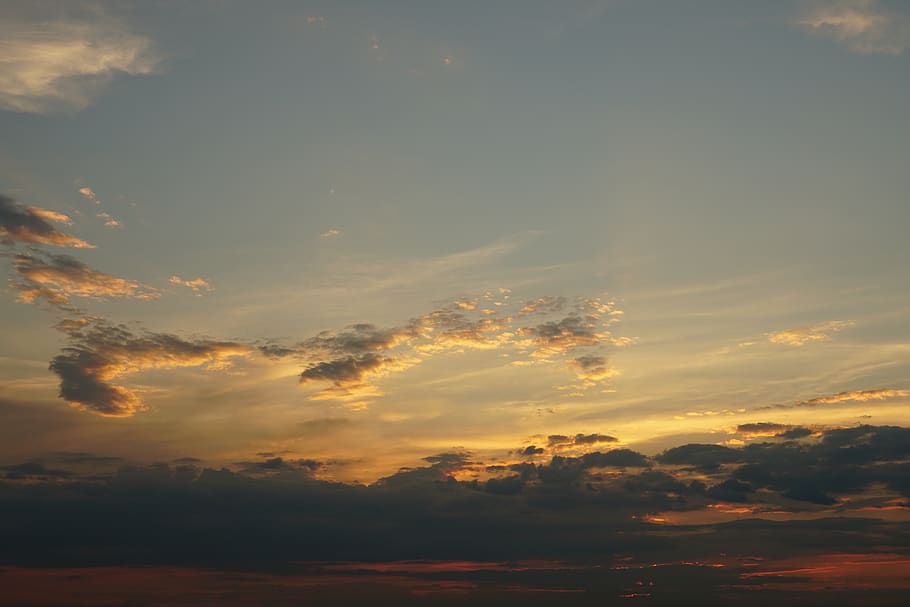 evening sky, sunset, clouds, cloud - sky, beauty in nature HD wallpaper