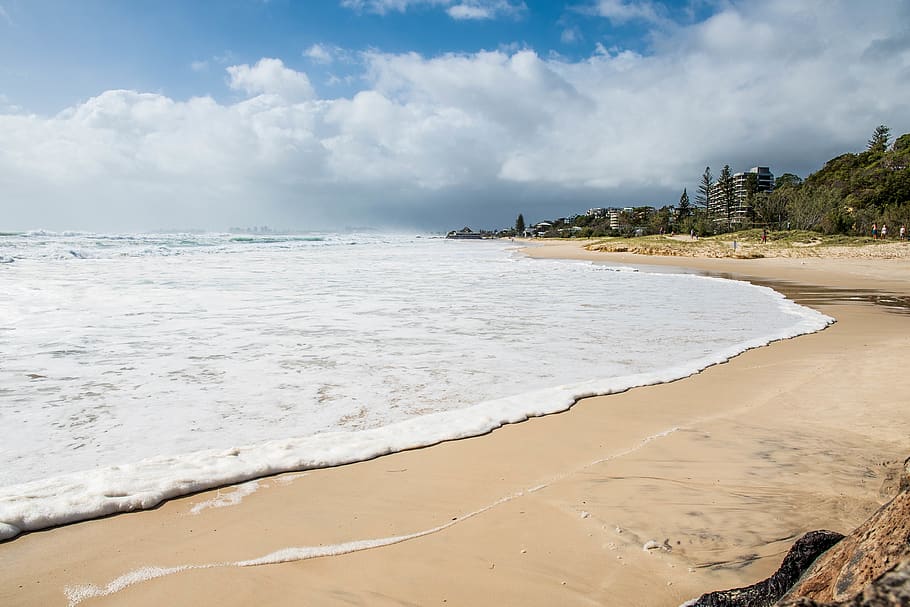 Photo of Sea Foam on Beach, australia, clouds, daylight, horizon HD wallpaper