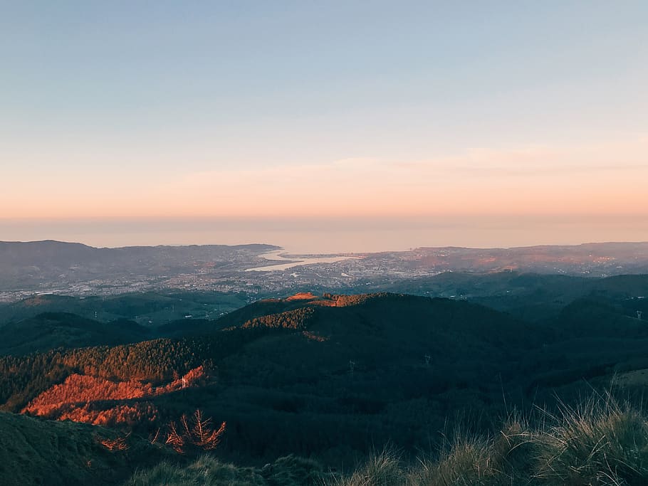 green mountains overlooking, nature, outdoors, landscape, scenery HD wallpaper