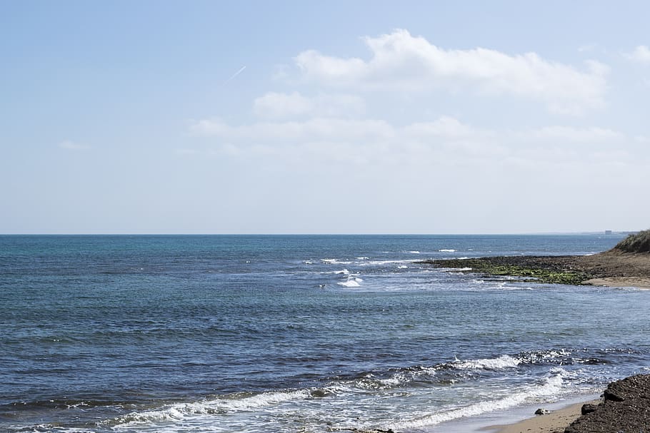 sea, clouds, sky, beach, water, horizon, horizon over water HD wallpaper