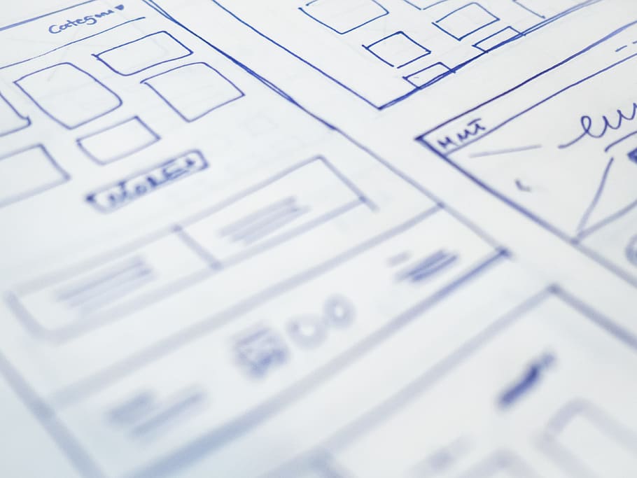 Website Sketches, Business, Objects, Office, Workspace, blue HD wallpaper