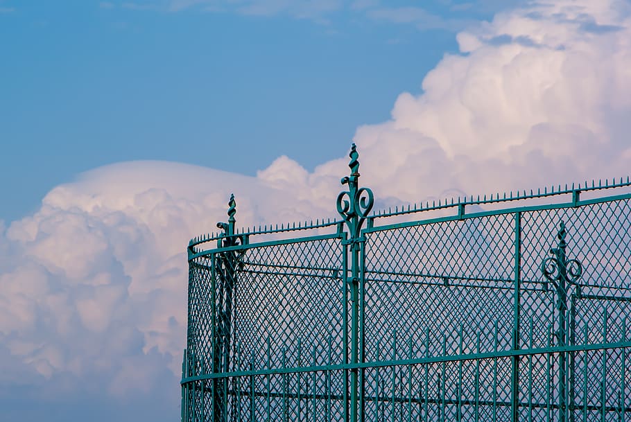fence, clouds, sky, nature, mood, cloud - sky, barrier, protection HD wallpaper