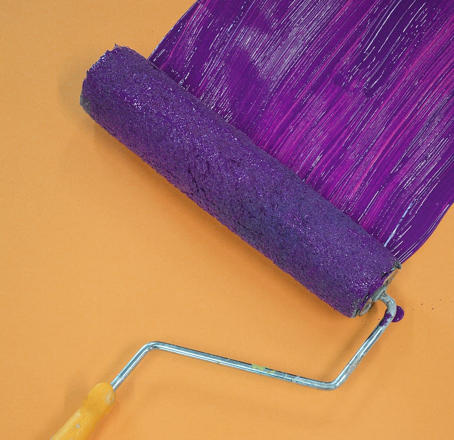 Purple Paint Roller, art, brush, color, coloring, design, paintbrush