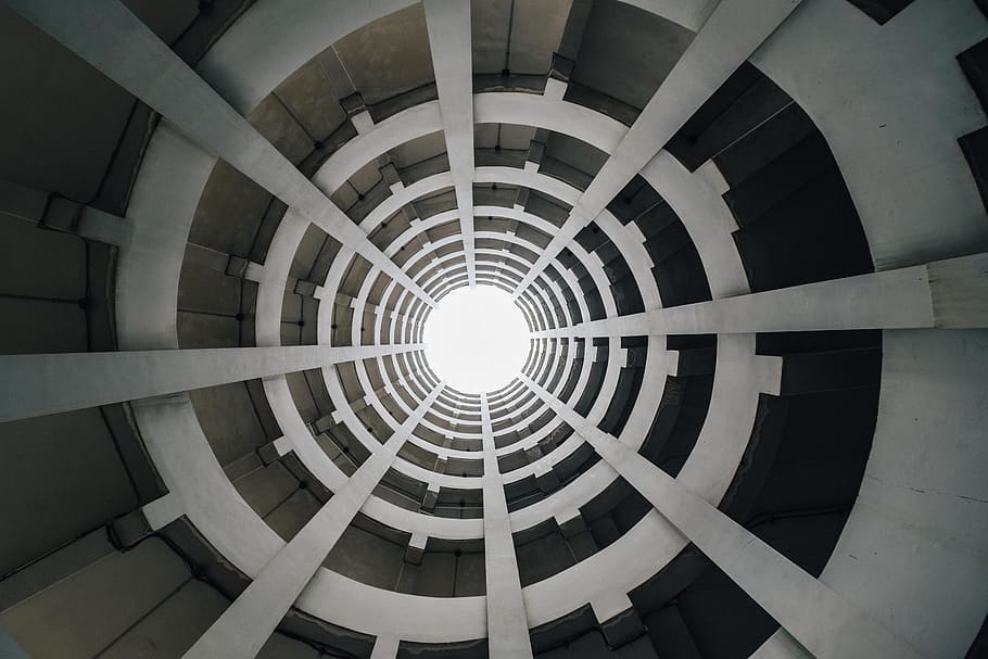 white painted building, geometric shape, circle, pattern, architecture HD wallpaper