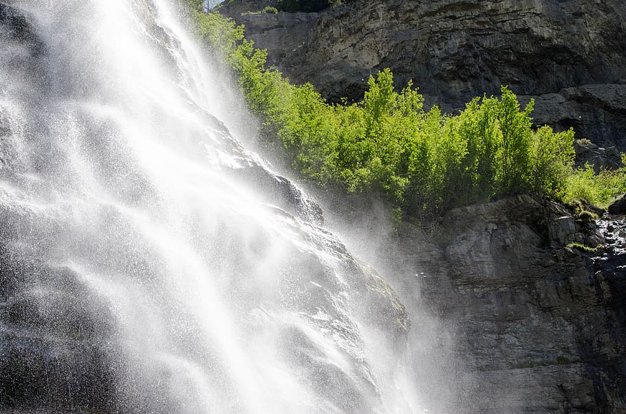 waterfall, cliff, beauty in nature, scenics - nature, tree HD wallpaper