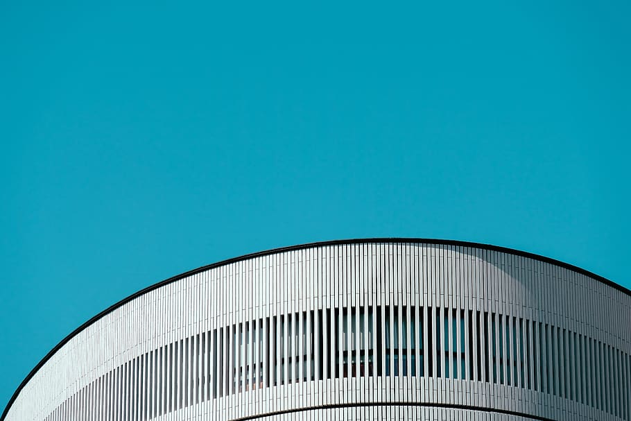 Round White Building, architectural design, architecture, blue HD wallpaper