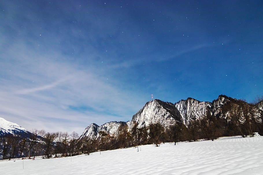 mountain, night, star, sky, landscape, mountains, starry sky HD wallpaper