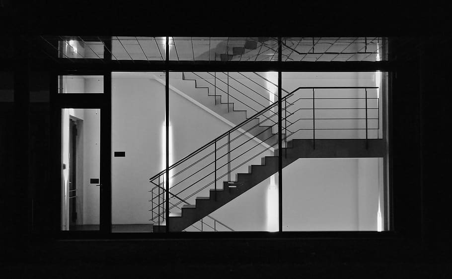 building stair, architecture, window, germany, bonn, silhouette HD wallpaper