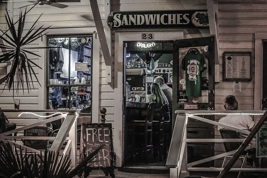 snadwiches, beer, bar, restaurant, cafe, people, plant, white HD wallpaper