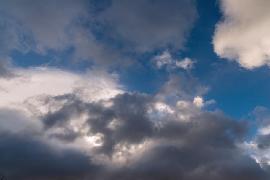 sky, cloud, cloudiness, blue, weather, atmosphere, cumulus HD wallpaper