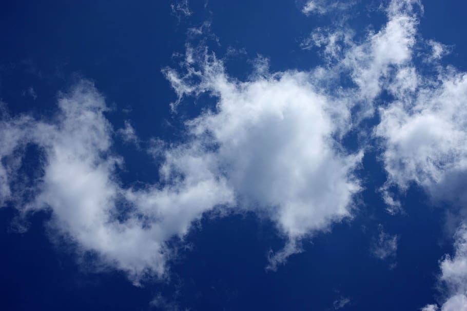 clouded sky, clouds, cumulus, cumulus clouds, summer day, blue HD wallpaper