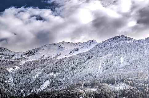 Grayscale Photography of Mountain, adventure, alpine, climb, clouds HD wallpaper