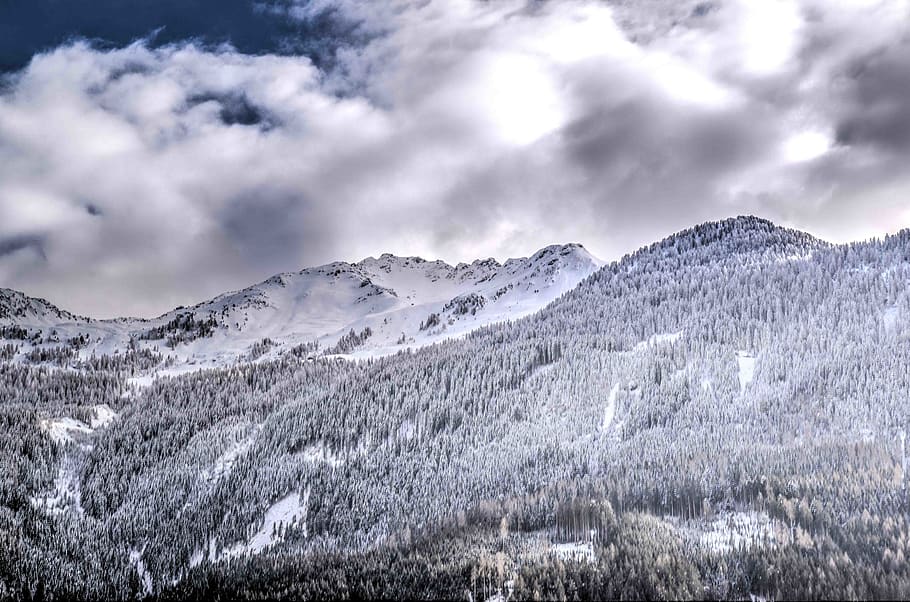 Grayscale Photography of Mountain, adventure, alpine, climb, clouds HD wallpaper