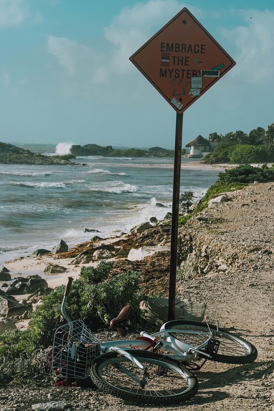 bicycle beside signage, machine, wheel, bike, vehicle, transportation HD wallpaper