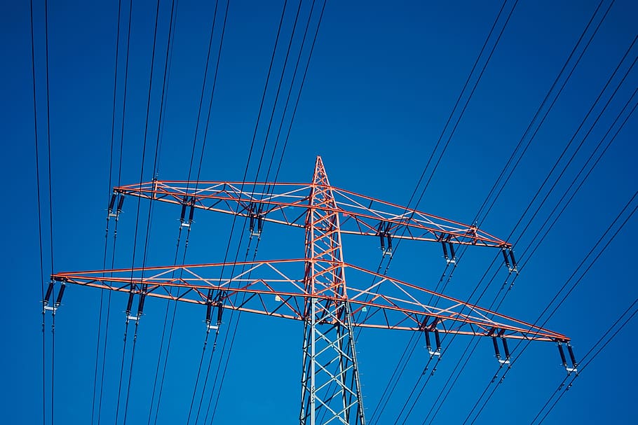 strommast, energy, electricity, high voltage, pylon, winter HD wallpaper