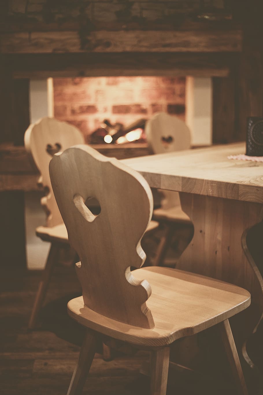 empty wooden dining set, seat, chair, wood - material, table HD wallpaper