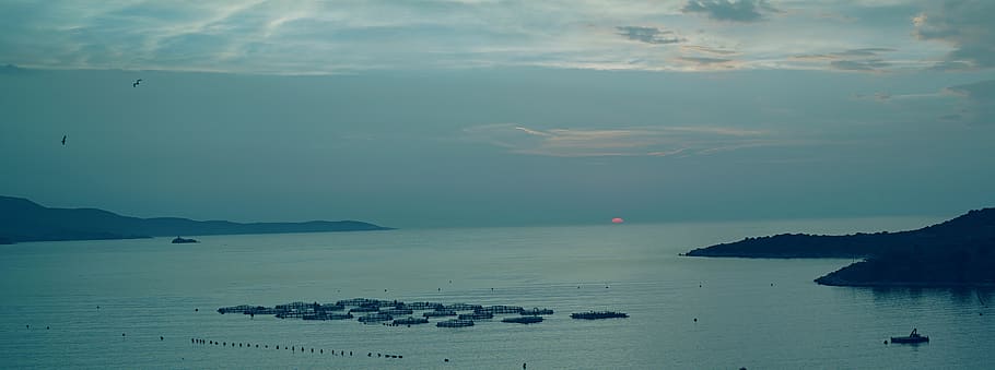 sunset, sea, nature, sky, blue sky, landscape, water, scenic HD wallpaper